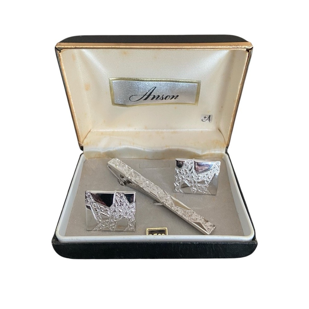 Vintage 1950s Cuff Link With Tie Bar Set
Signed Anson